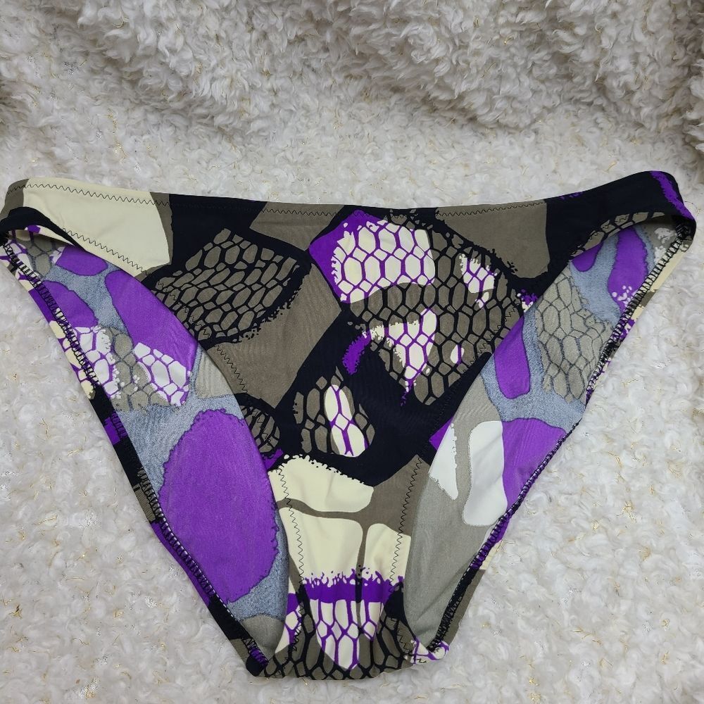 Rosa Faia Beautiful Swim Bikini‎ Bottoms Purple/Black Pattern sz 8